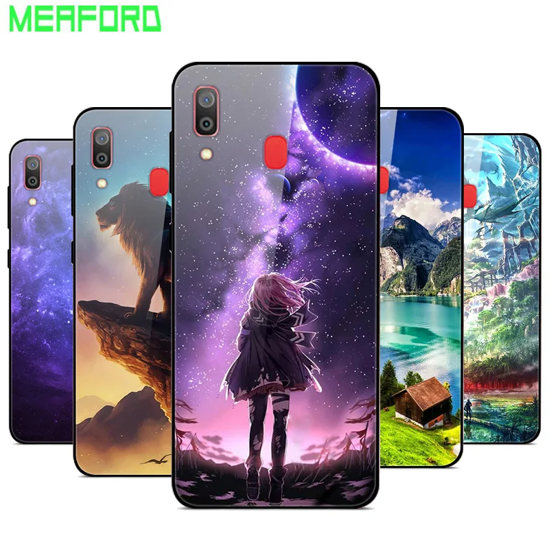 Чехол для samsung A20,, закаленное стекло, планета, космос, крышка, стеклянный чехол для samsung Galaxy A20, A 20, A205F, A205, чехол