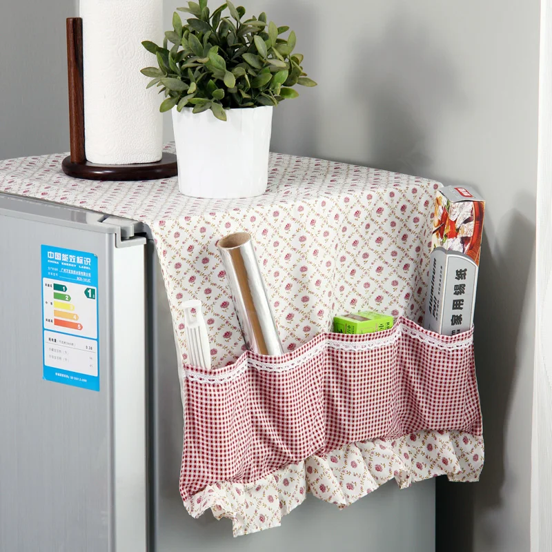 ORZ Practical Fridge Lattice Refrigerator Dust Proof Cover Muti-Functional Pouch Organizer Duster Cloth Kitchen Storage Holder | Дом и сад