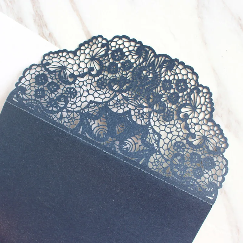 Белые кружевные свадебные приглашения со вставками винтажные на годовщину