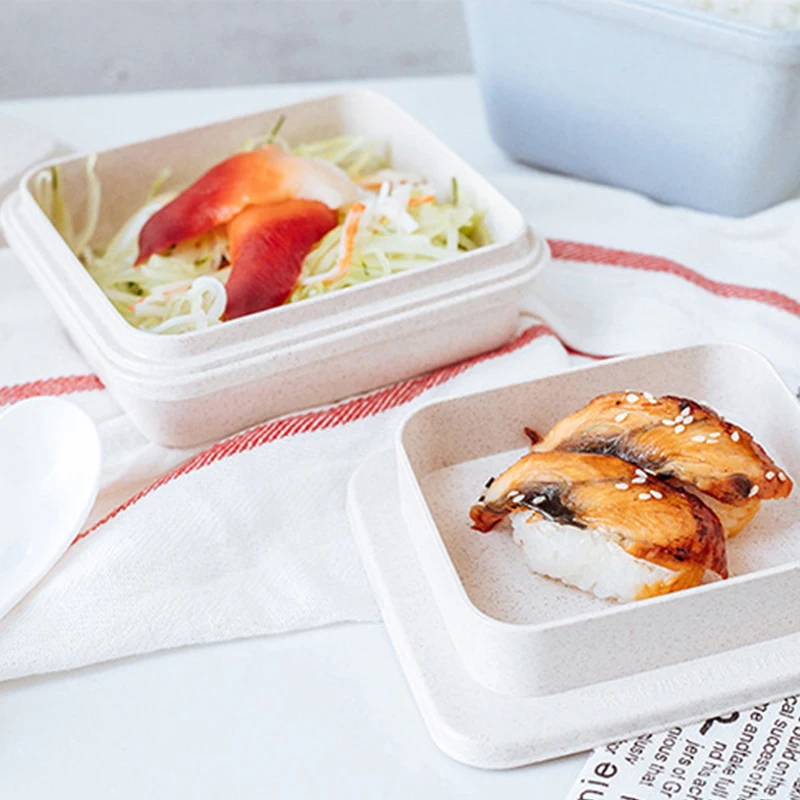 1 компл. Ланч бокс Пшеничная солома мультфильм bento box Портативный экологичный