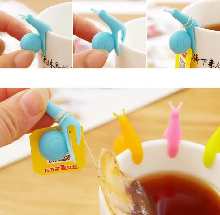 Милая Этикетка из стекла для чая с улиткой подвесная чашка зажим чашки заварник