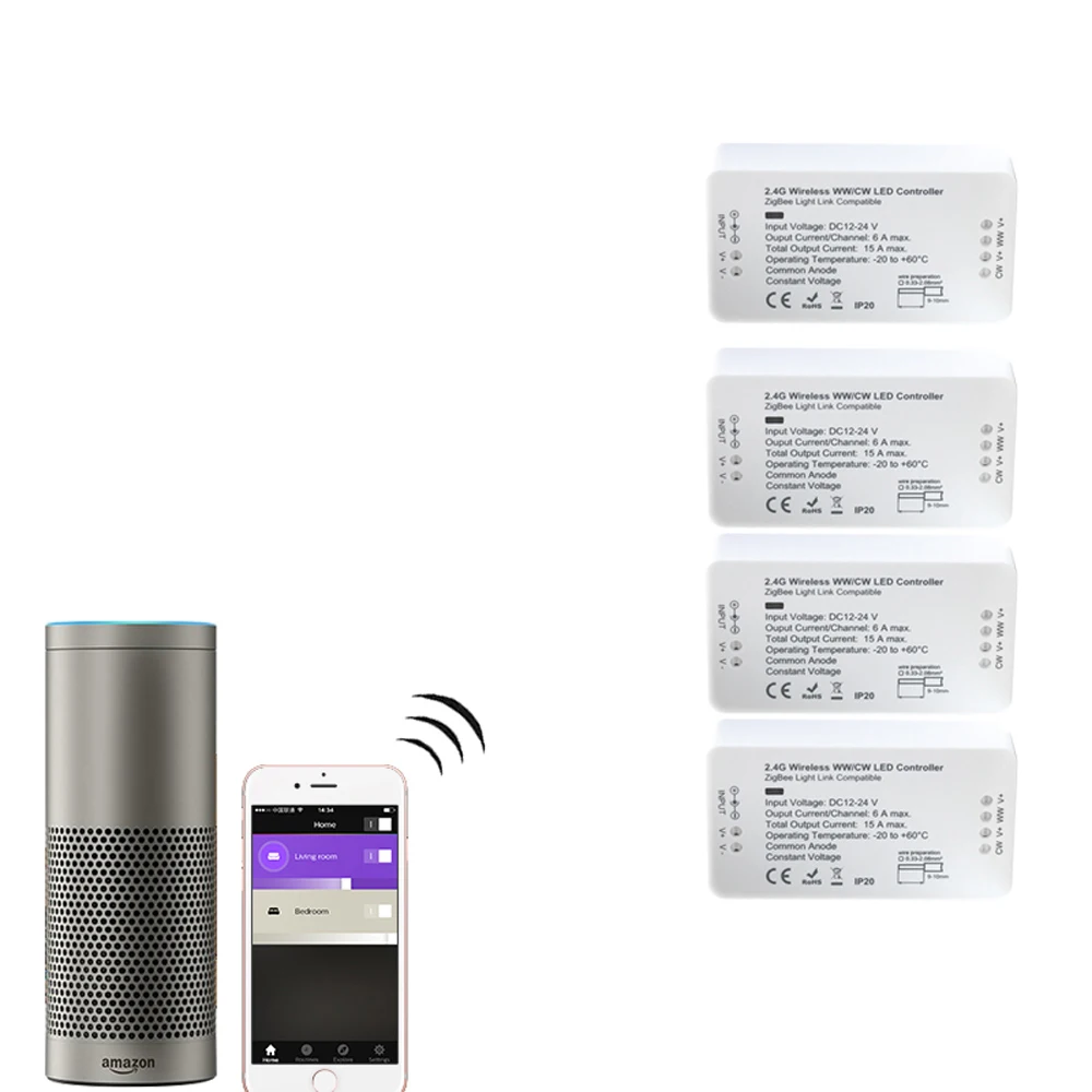 Светодиодный контроллер Zigbee WW CW светодиодный DC12V 24V Zll с приложением RGBW