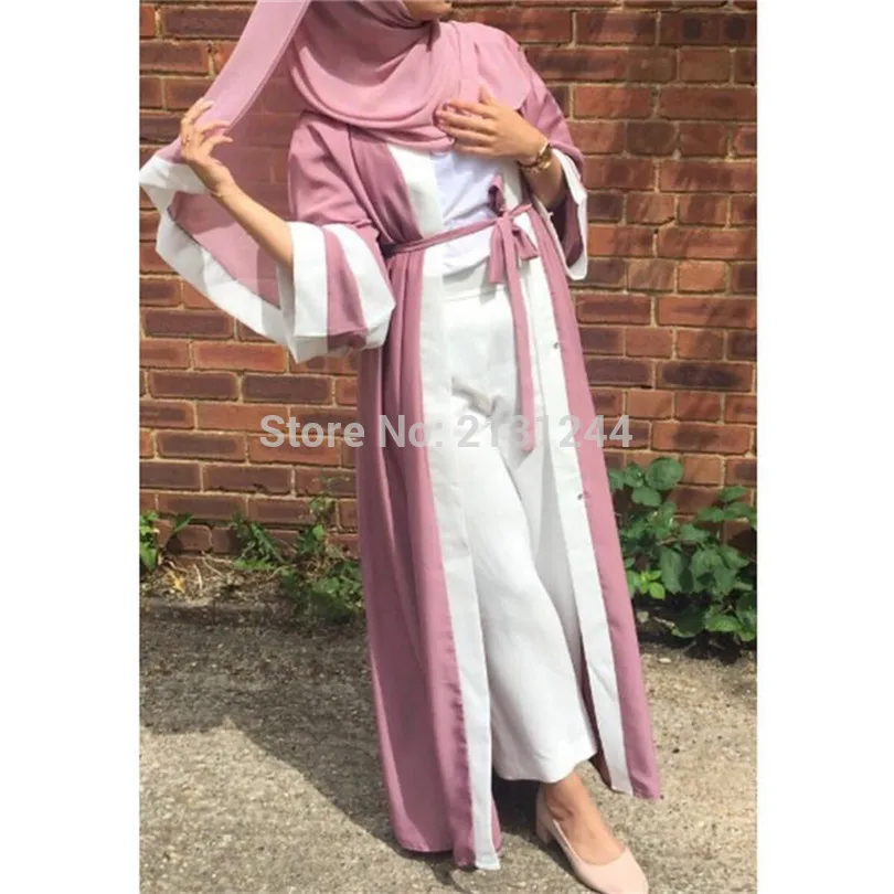 Мусульманское Полосатое платье Abaya хиджаб туника кардиган длинный халат кимоно