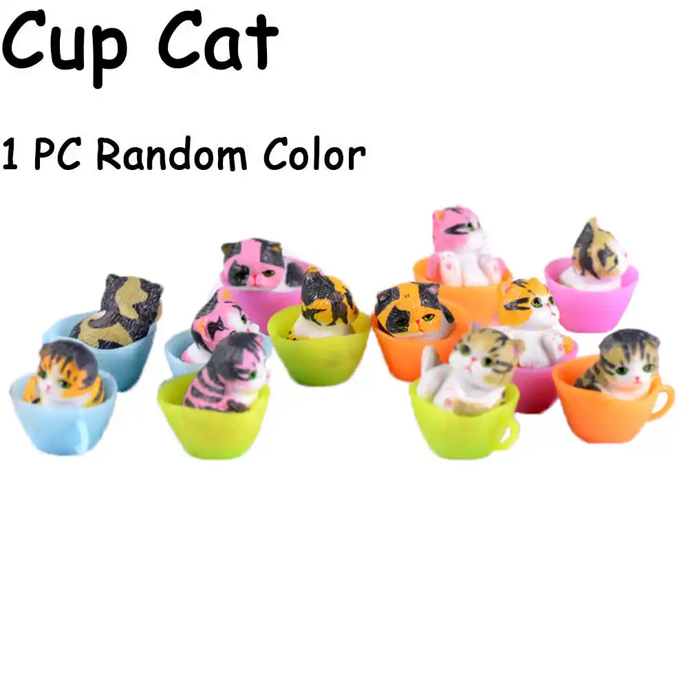 cup cat Милые Мими суши десерт игрушки для кошек фигурка животных кухня миниатюры еды Фея современные бонсай фигурки аксессуары для кукол - Цвет: cup cat