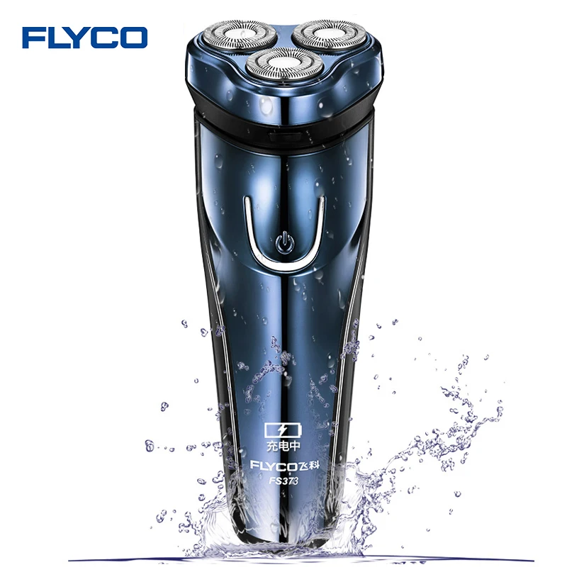 Flyco, мужская электробритва, темно-синяя, перезаряжаемая, портативная бритва, бритвенная машина, моющаяся, с тройным лезвием, FS373, электробритва