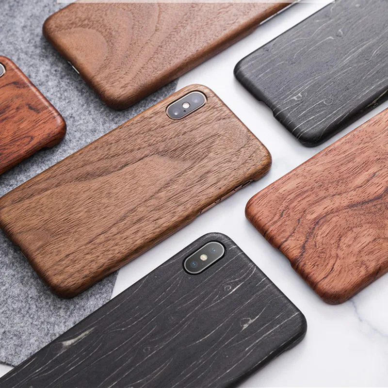 For Apple iPhone 14 Pro 13 12 Mini 11 Pro X XS Max XR walnut Enony Wood Rosewood MAHOGANY Wooden Back Case Cover