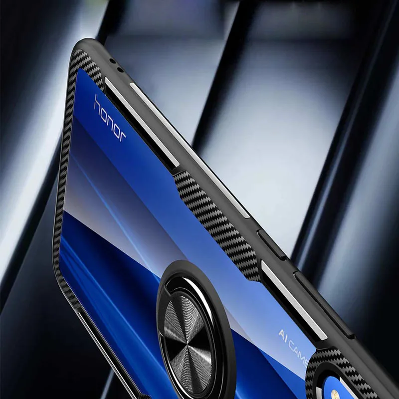 Huawei P Smart чехол прозрачный PC+ углеродное волокно полное защитное кольцо магнетизм для huawei P Smart Plus Caque