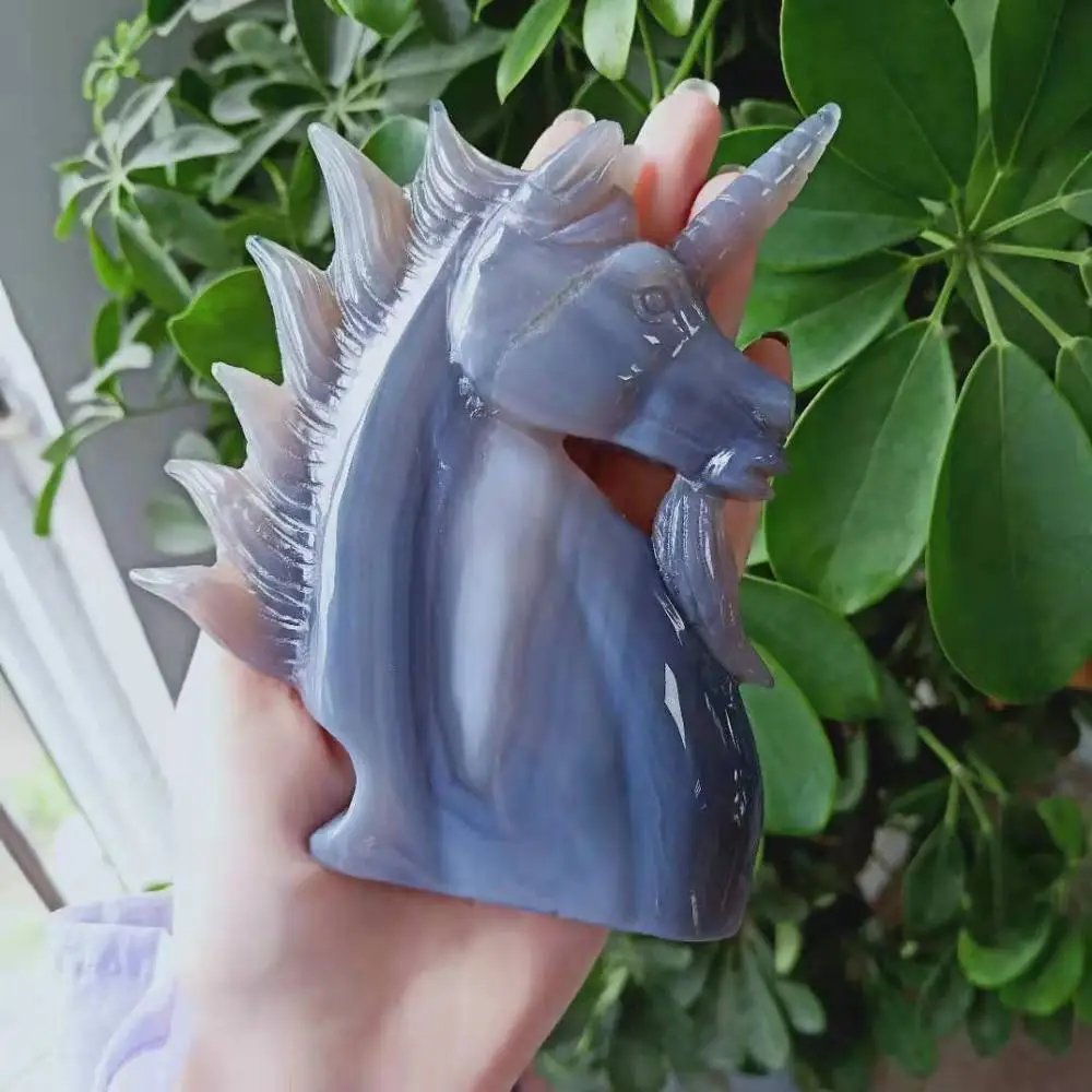 Высокое качество 5 дюймов агата Geode единороги форма камня реалистичные милые животные ручная полировка для подарка и домашнего декора WYQ