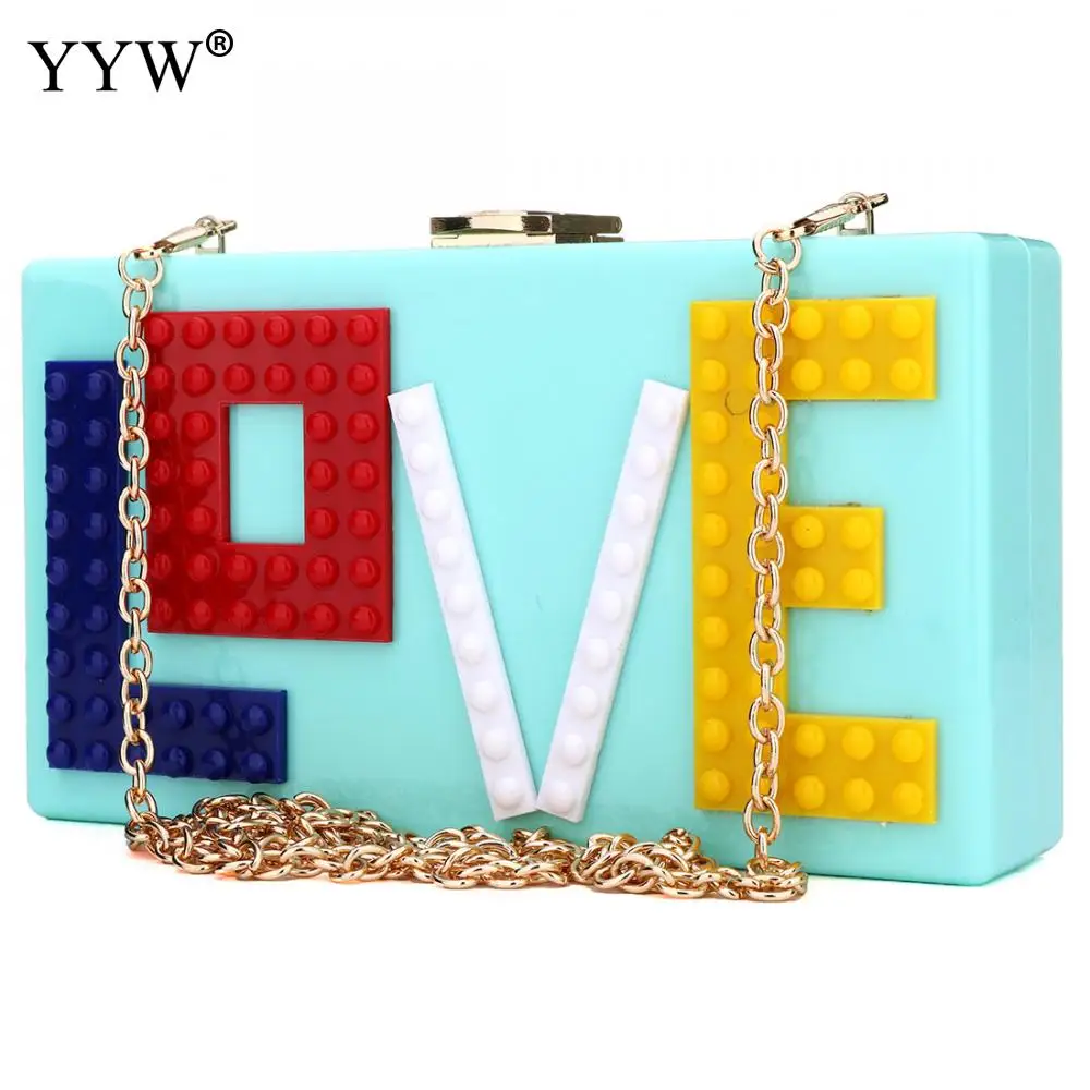 Белая акриловая сумка клатч для телефона вечерняя сумочка с надписью love женщин