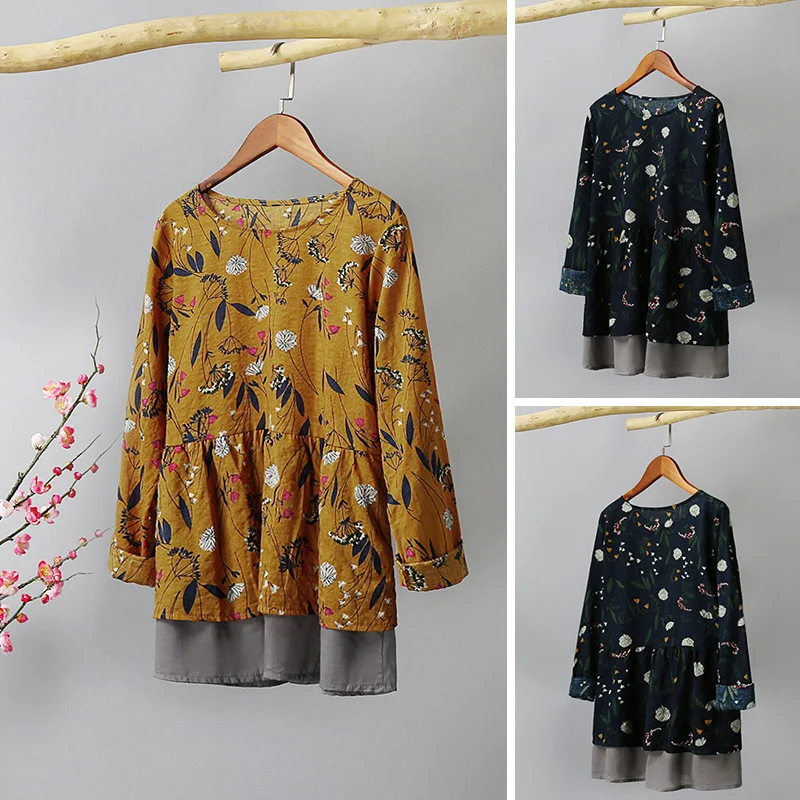 Блузка Romacci женская с цветочным принтом модный Свободный Топ винтажная