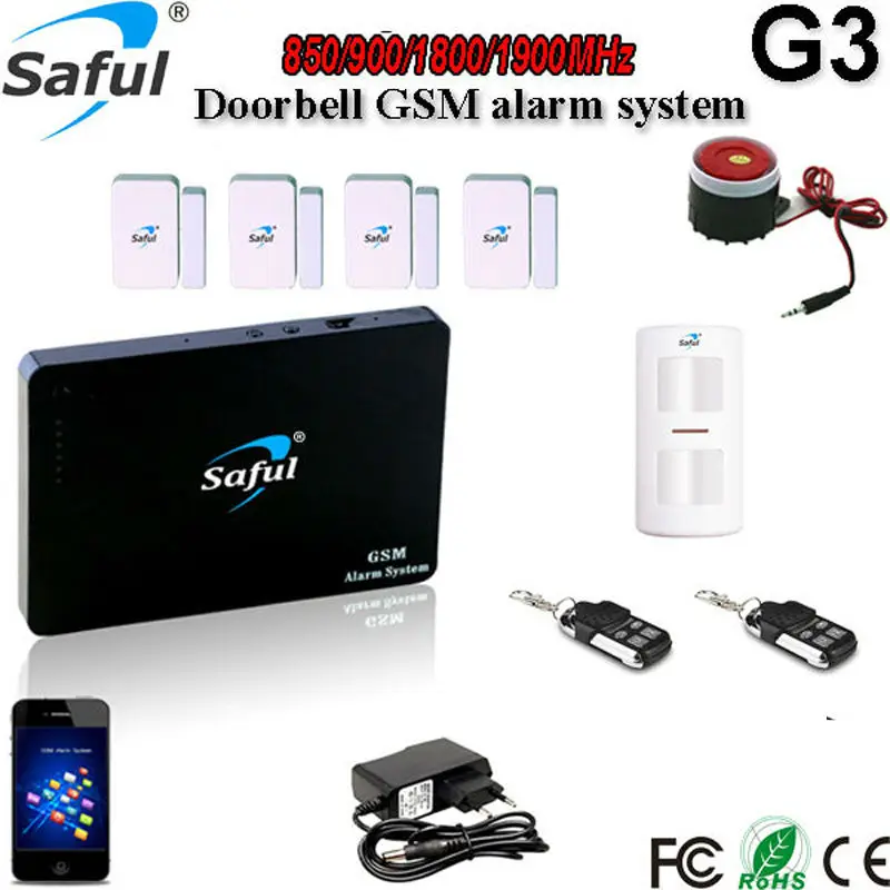 2015 новый Saful многофункциональный quad band анти-вор магазин/гараж gsm охранная