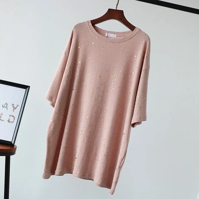 Obrix Женская футболка оверсайз летняя свободная с принтом в виде звезд|Футболки| |