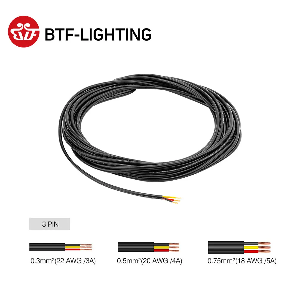 Оптовая продажа 10 м 3pin водонепроницаемый электрический кабель 22/20/18 AWG 0 3/0 5/0 75 кв