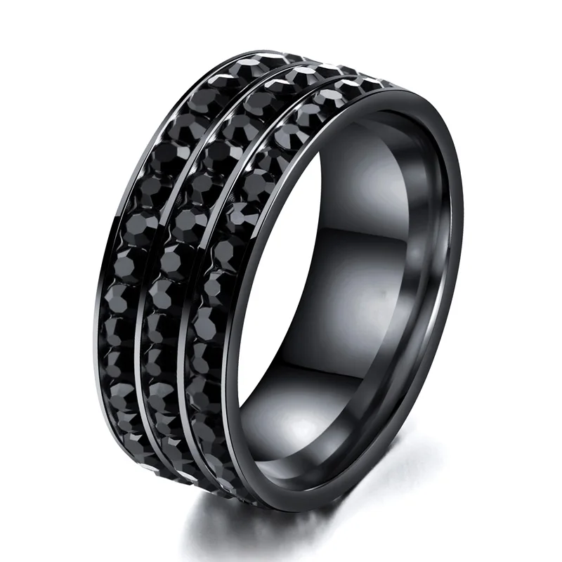 Блестящее золотое серебряное черное кольцо на палец три ряда кубический