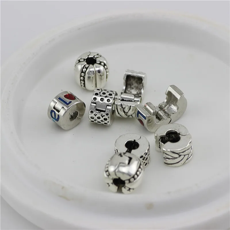 Медный стоппер серебряного цвета в 4 стилях круглые металлические бусины клипсы