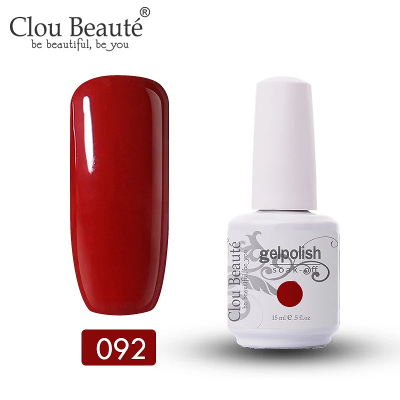 092 Clou Beaute гель для дизайна ногтей УФ светодиодный Устойчивый лак для ногтей отмачиваемый белый гель разноцветный Гель-лак для ногтей лак 15 мл - Цвет: 092