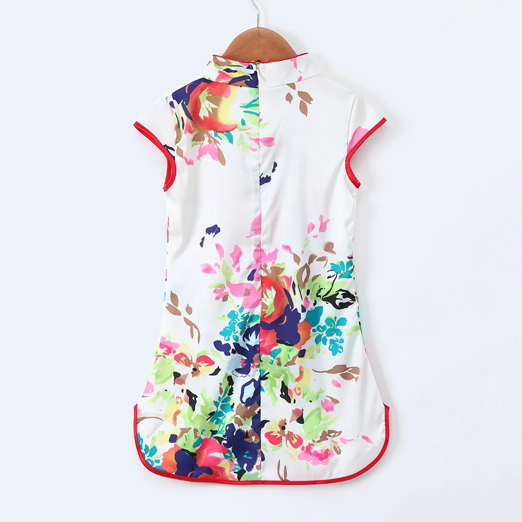 SAGACE Floral Print Dress Cheongsam Qipao Chinese Style Girl Summer Sleeveless | Детская одежда и обувь