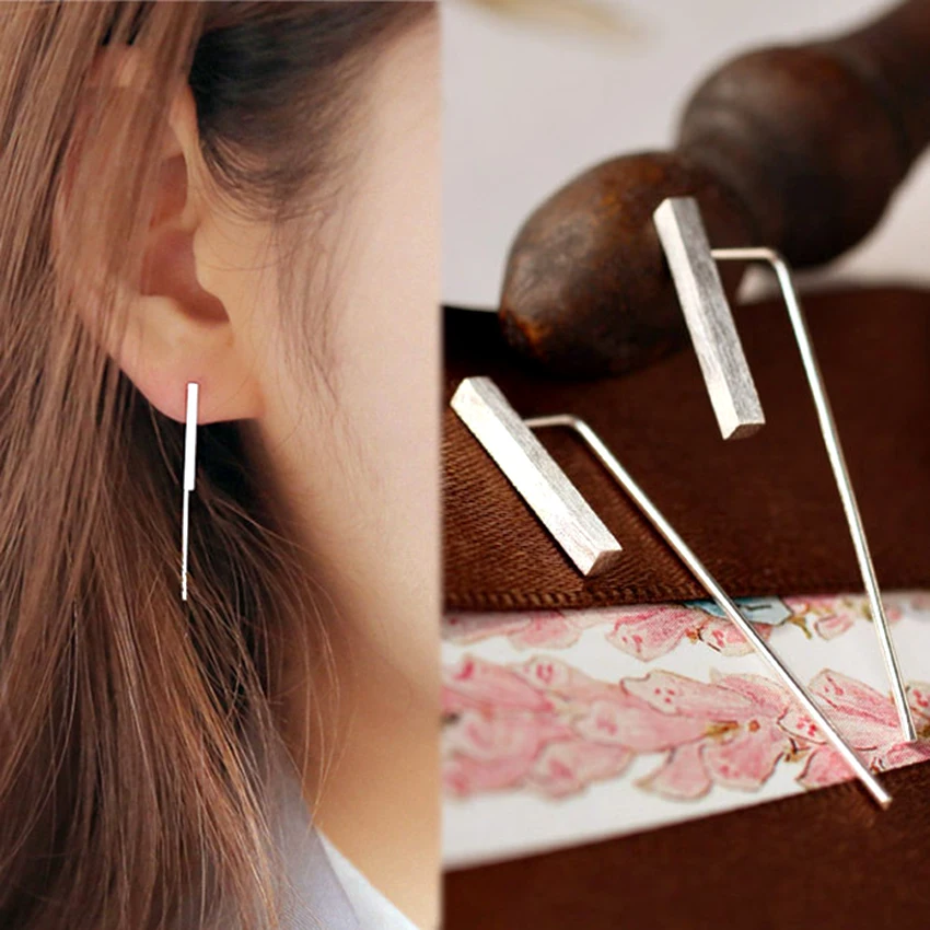 Маргаритки из чистого 925 стерлингового серебра матовый квадратный бар манжеты