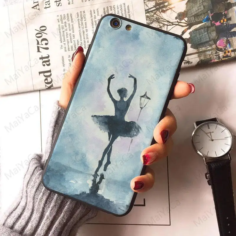 Жесткий чехол с акварельным рисунком балерины для iphone 4 XR XSMax 5s 5 SE 6 6s 6/7/8 plus X 7 12 mini 12pro Max|Бамперы| |