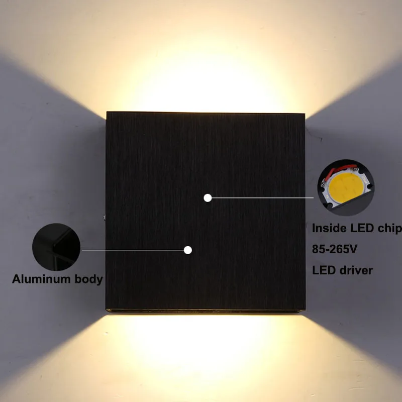 

Modern LED Indoor Lighting Dimmable LED Wall Lights Minimalist 220V Bedroom Bedside Reading Wall lamp Square Wall Sconce Decora