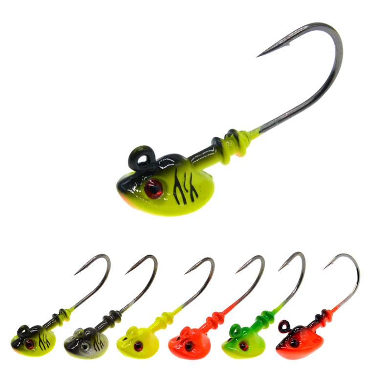 

2pcs/lot Fish Head Hooks 7/10/14/21/28g Lead Head Hook Lure Hook Jig Head Multicolor Fishing Tackle Fishing Hooks