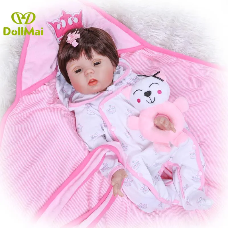 Мигание глаза Reborn baby doll 22 &quot55 см Мягкое хлопковое туловище силиконовые куклы reborn