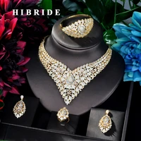 hibride fashion aaa cubic zircon pave women jewelry set wedding dress necklace earring jewelry set for party gits n 872