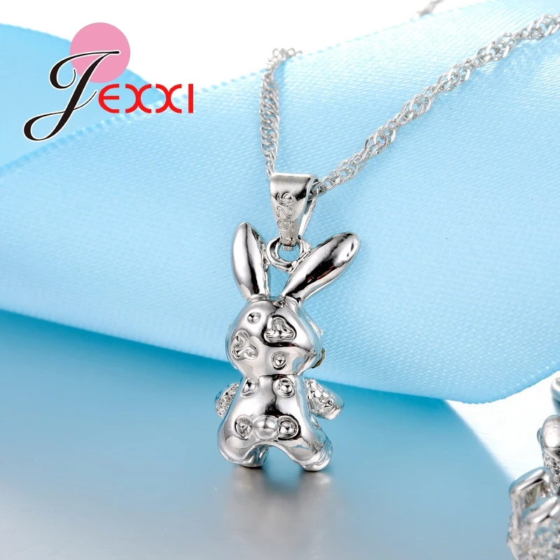 Женская цепочка из серебра 925 пробы с кулоном в виде кролика|necklace earring|earrings necklace925