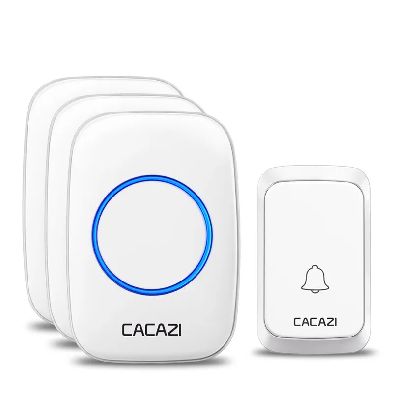 1 button 3 receiver Водонепроницаемый беспроводной дверной звонок CACAZI с питанием от аккумулятора постоянного тока, дистанционный беспроводной дверной звонок с дистанционным управлением 300 м для умного дома, 1 2 кнопки x 1 2 приемника - Цвет: 1 button 3 receiver