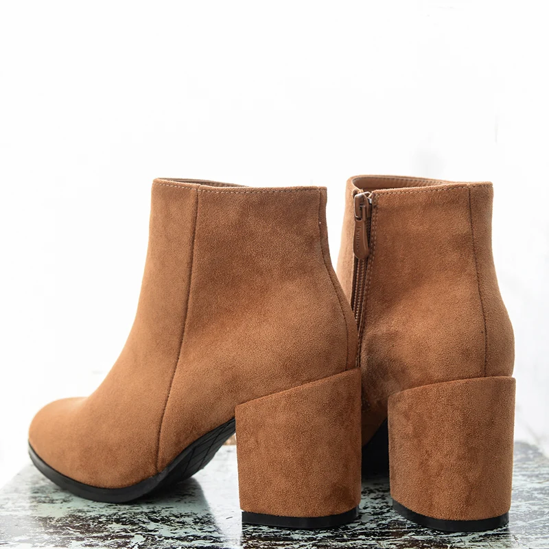 Женские ботильоны на меху Teahoo теплые зимние из искусственной замши с боковой