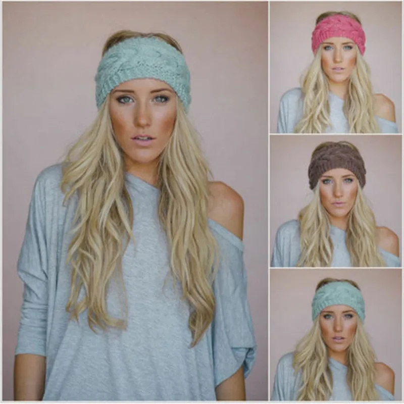 Women's Knitted Ear Warmer Flower Headband Crochet HairBand care accessories Turban Winter Hair Band Girl Clips |