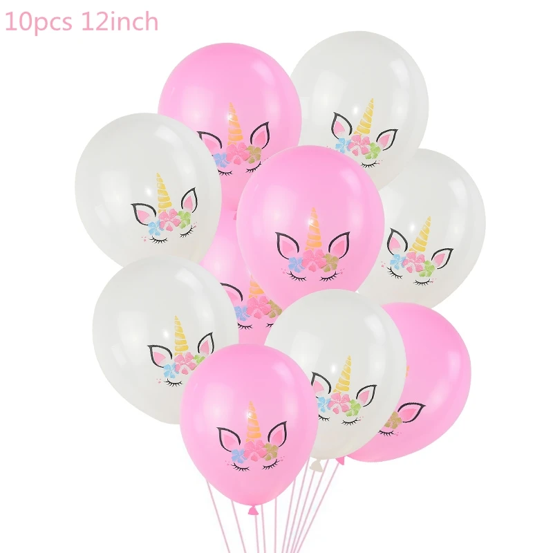 10pcs E 1 комплект праздничные шарики с единорогом на день рождения, Балон, единорог, украшение, латексный воздушный шар "Конфетти", украшение для дня рождения, Детские шары - Цвет: 10pcs E
