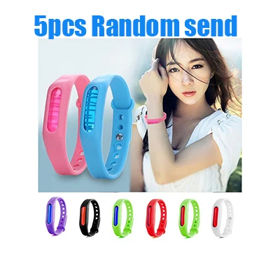 5PCS random 5 шт. цветной экологичный силиконовый браслет летний антимоскитный браслет антимоскитная лента Рождественский подарок X - Цвет: 5PCS random
