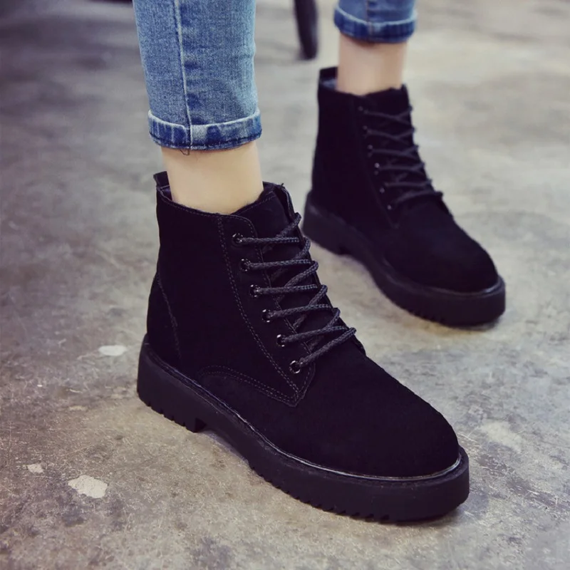 Для женщин обувь зимние короткие сапоги из флока на платформе zapatos mujer