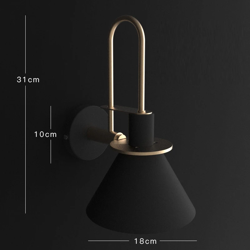personality creative design fashion modern minimalist living room lamp aisle bedroom bedside wall black metal light | Лампы и