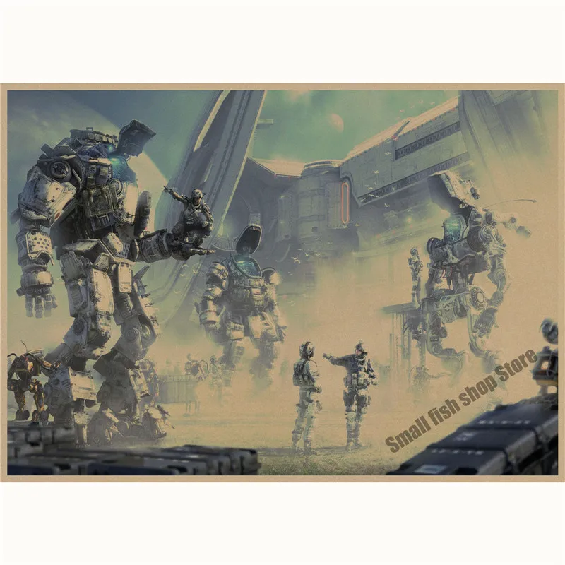 Белый Titanfall игра ретро плакат, крафт-бумага для бара кафе домашний декор живопись Наклейка на стену - Цвет: Белый