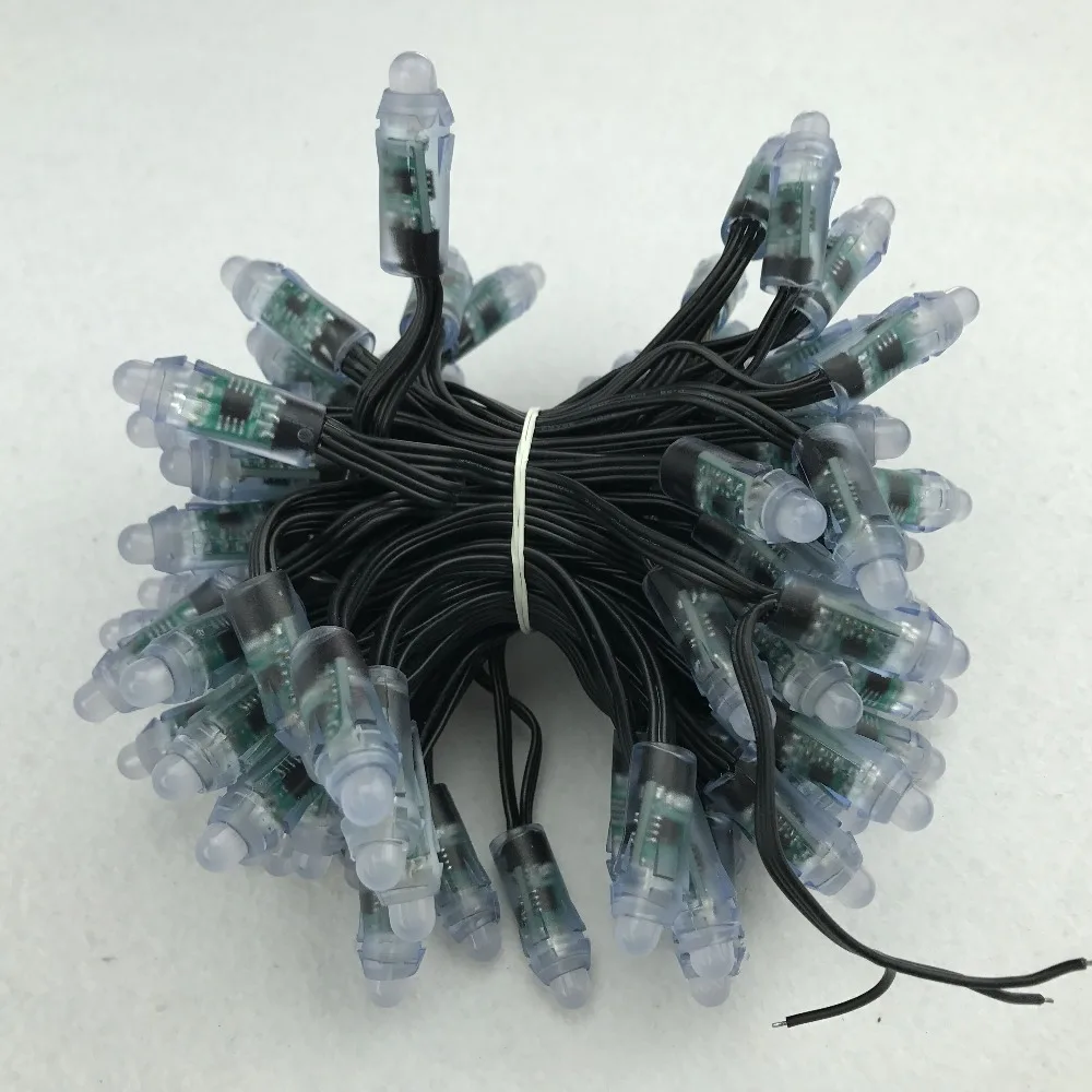 Светодиодный пиксельный узел 12 мм WS2811 со всеми черными проводами (20AWG) класс IP68 100