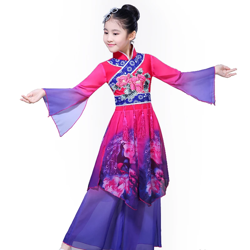 

Chinese Dance costumes for girls stage wear chinese hanfu dress stage costume kids ancient chinese costume peacork