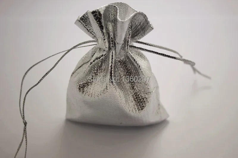 100 шт./лот 9x12 см блестящие серебряные Сатиновые подарочные сумки из органзы