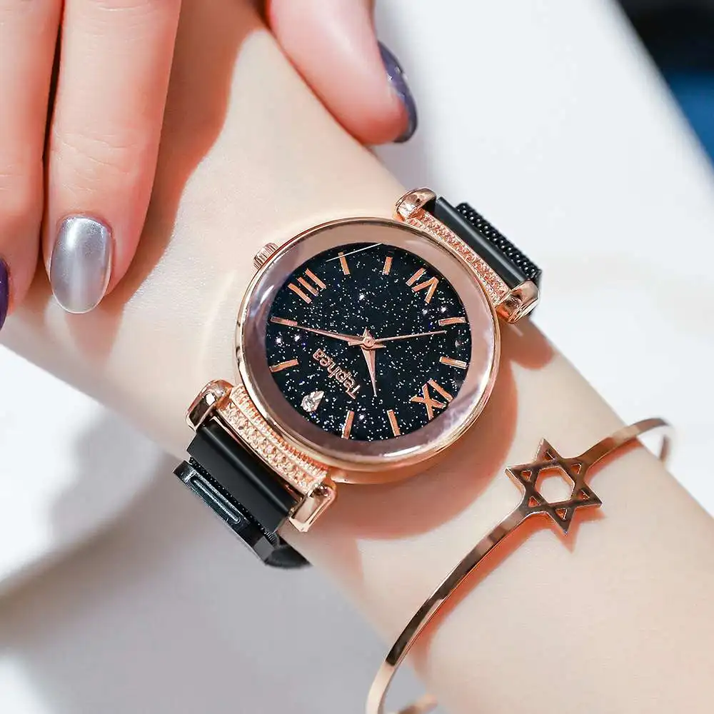 Часы женские кварцевые водонепроницаемые с магнитной застежкой розовое