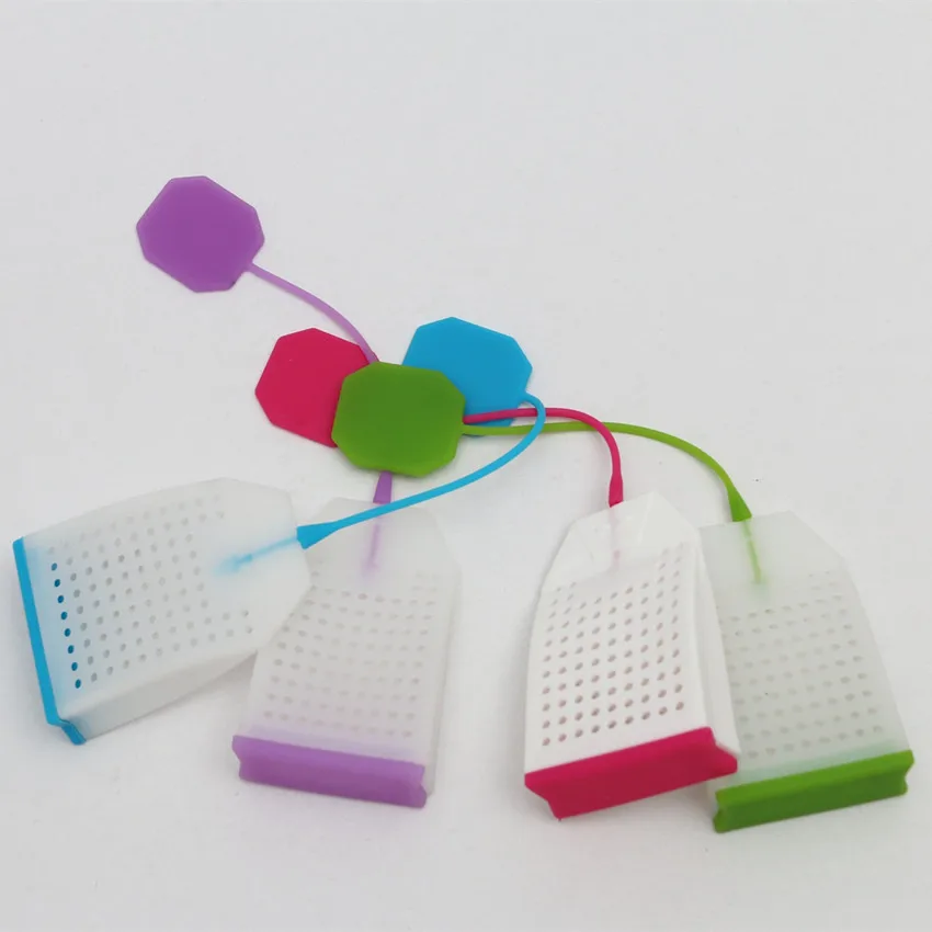 

200pcs/lot Silicone Tea Strainer Bag Shape Tea Infuser Filter Diffuser Kitchen Use Tea Bag Random Color