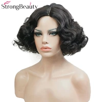 strongbeauty short wavy wig synthetic wigs womens vintage flapper wig party cosplay hair