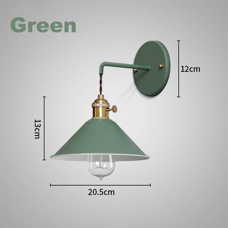 green Современные прикроватные настенные светильники эдисон подсвечники спальня винтажная многоцветная ванная комната Чтение E27 Чистый медный светильник - Цвет абажура: green