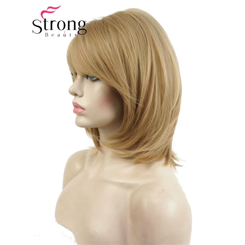 StrongBeauty короткий натуральный выпрямляющий G блондин высокий жар ОК полный синтетический парик женские парики