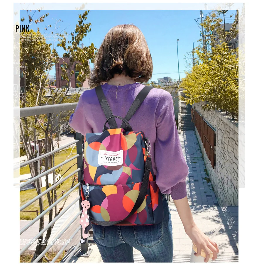 Красочные Оксфорд рюкзак для женщин Multifuction Рюкзак Повседневная Противоугонная