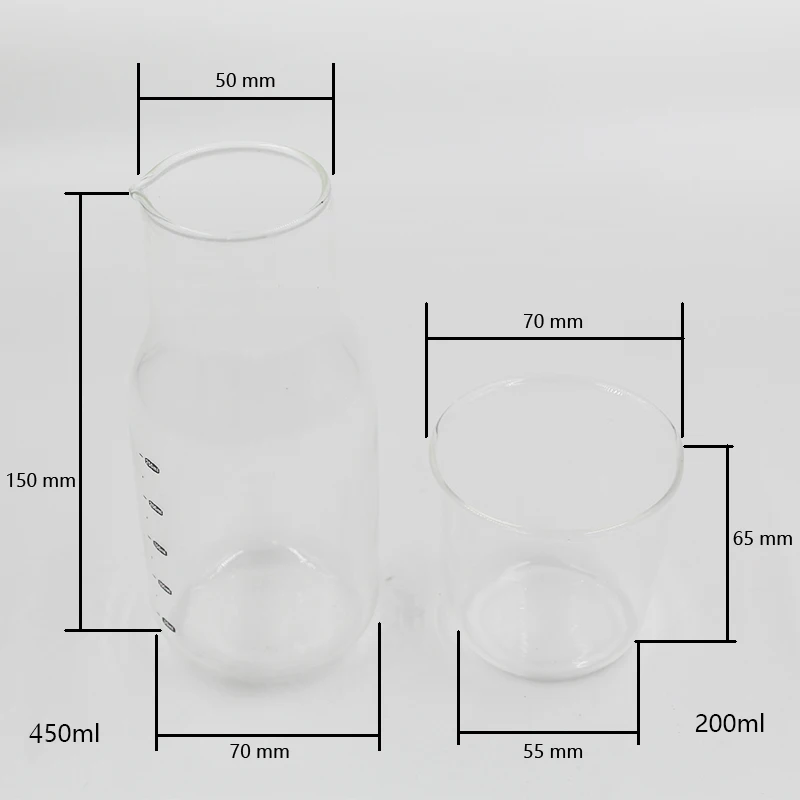 Термостойкая стеклянная бутылка набор стаканчиков со шкалой мерный чай сок кофе
