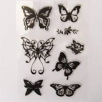 vintage beautiful butterfly transparent silicone clear stamp for scrapbooking diy craft decoration stamp kids stationery