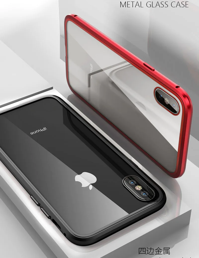 BFOLLOW передний и задний 3D стеклянный чехол для iPhone X XS/XR/XS Max Магнитный 360 Полный корпус алюминиевый металлический чехол Coque Fundas