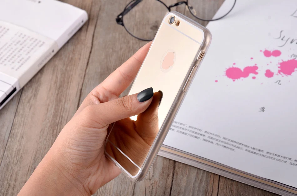 Зеркальный ТПУ чехол для IPhone X 8 7 6 6S Plus 5 5S 5SE 4 4S ультра тонкий роскошный блестящий