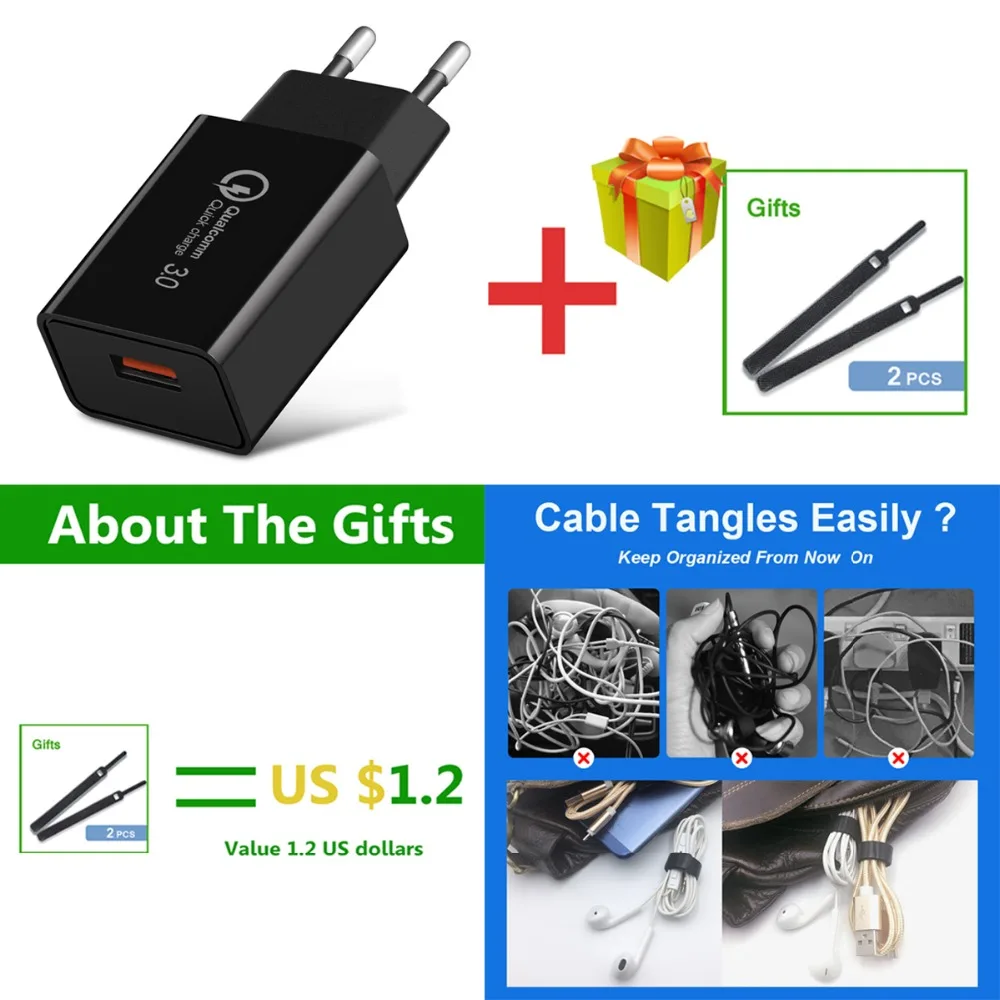 18 Вт Мобильная Быстрая зарядка 3 0 EU вилка USB быстрый адаптер настенное зарядное